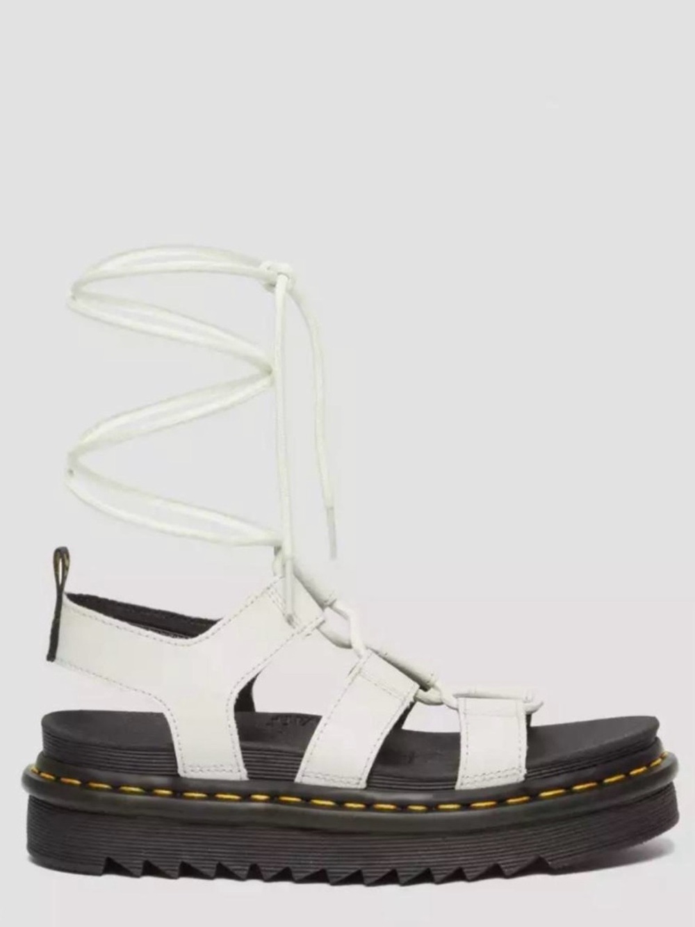Dr Martens Leather White Lace-Up Nartilla Gladiator Platform Sandal